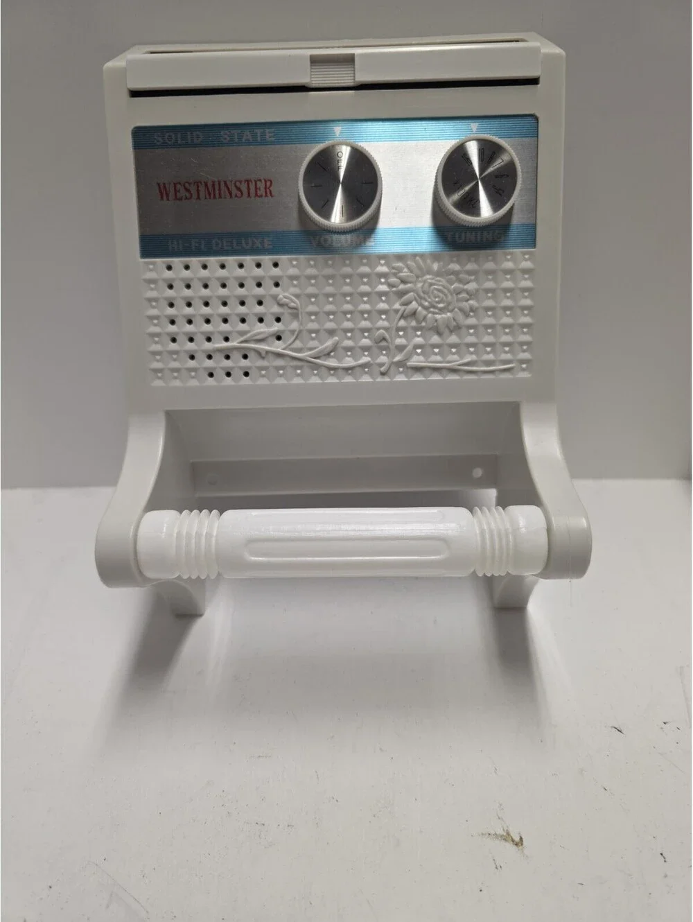 Vintage AM RADIO Toilet Paper Roll Holder/Dispenser Westminster White Bathroom